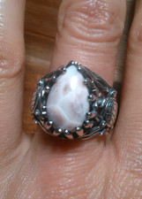 Artisan Crafted Pink Natrolite Coral Sterling Silver Turtle Ring (Size 8) picture