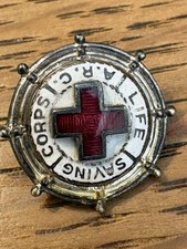 Vintage WWII American Red Cross A.R.C Life Saving Corps Enamel Wheel Brooch Pin picture
