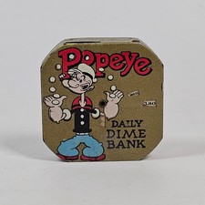 Vintage 1956 Popeye Daily Dime Bank Tin Litho King Features Syndicate Toy picture