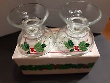  Vintage 1981 Avon Christmas Holly Holiday Hostess Collection Candlestick Set 2 picture