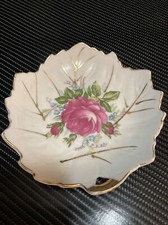 1950's Badcock Furniture (1) Roses & with Gold Trim Trinket Plate Style Right picture