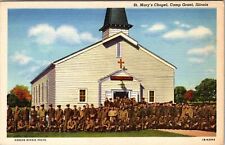 Camp Grant IL-Illinois, St. Mary's Chapel, Soldiers Vintage Souvenir Postcard picture