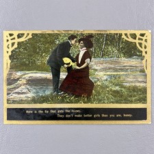 Antique Postcard They Don't Make Better Girls Couple In Woods Posted 1910 NY picture