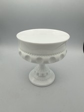 Vintage Milk Glass Pedestal Compote Bowl 5” Wedding Candy Dish King’s Crown picture