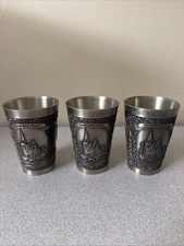 Vintage Zinn Becker Stuttgart Pewter Shot Glasses Set German Souvenir Cups picture