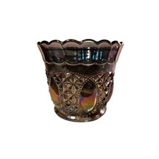 Vintage Imperial Depression Glass Candy Dish/ Vase Smoky Amethyst picture