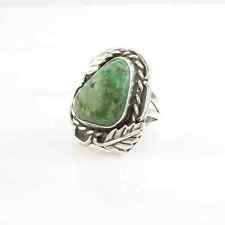 Vintage Native American Silver Ring Turquoise Leaf Sterling Green Size 6 3/4 picture