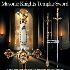 Masonic Knights Templar Ceremonial Sword Gold Fittings Red Crosses 27