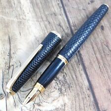 PLATINUM 18K BLACK LEATHER FOUNTAIN PEN VINTAGE Nib F GOLD JAPAN MADE A133 picture