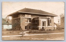 JH7/ Barron Wisconsin RPPC Postcard c1919 Library Prairie School  23 picture