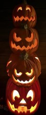 Vintage 36” 1998 Trendmasters Halloween Stacked 4 Pumpkin Tower Light Up Decor picture