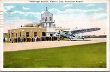 Postcard MO Kansas City - Passenger Station, Kansas City, Municipal Airport picture