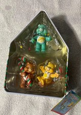 Vintage Care Bears 2003 Christmas Ornaments Set of 3 Carlton Cards Tin  picture