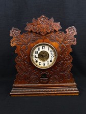 Antique Gilbert Champion O Mantel Clock Bird Nest Floral Gingerbread Untested picture