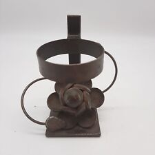 Jan Barboglio Forged Iron Rose Flower Candle Votive Holder Signed picture