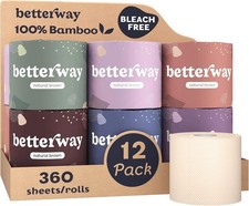 Betterway Unbleached Bamboo Toilet Paper 3-Ply Eco-Friendly Bath Tissue 360 Shee picture