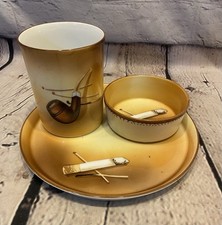 Vintage Nippon Smoking Set 1920's Hand Painted Set of 3 Porcelain picture