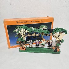 Jaimy Vintage Halloween Handpainted Swing Scene 1999 Graveyard Ghouls picture