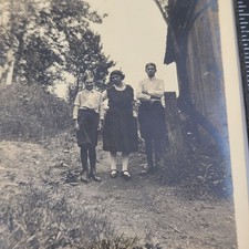 Brothers Sister Family Group Snapshot Young Men Woman Rural Antique Photo picture