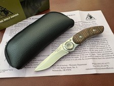 Vtg Lone Wolf Paul Presto Folding Knife Walnut Snake Skin Handle Made In USA picture
