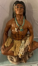Vintage 1989 Mackey Native American Warrior Ceramic Figurine Statue 8” engraved  picture