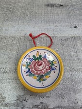 Handpainted Small Trinket Dish Wall Hanging Plate Floral Signed uTo 2.5” g19c8 picture