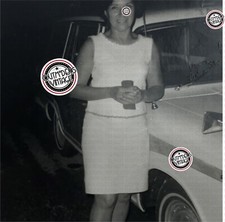 Vintage 60s TAXI in BERMUDA Photo Snapshot Candid Delores Cossa Beautiful Woman picture