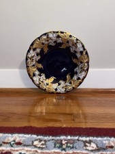 Large Meissen Porcelain Cobalt Blue w/ Leaves Bowl Porzellan Teller - Repaired picture