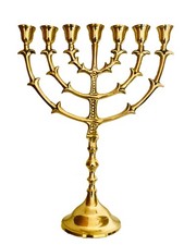 Salomons Menorah 7 Branch Salomons Menorah .Antique Replica Solid Brass/Copper picture