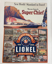 Lot of 2 Super Chief & Lionel Trains Metal Tin Ad Sign USA Licensed by Lionel picture