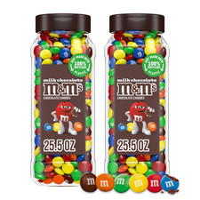 M&M'S Milk Chocolate Candy, Resealable Jars, Party Size, 25.5 Oz, 2 Pack picture