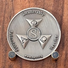 Alpha Phi Omega Fraternity Leadership Double Sided Challenge Coin  M#39 picture