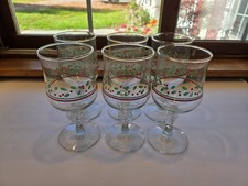 6 Vintage Arby's Christmas Holly Berry Glasses Wine Goblet Holiday 1985 picture