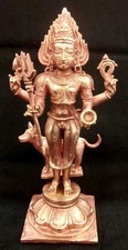 Kaal Bhairav Idol in Pure Solid Copper - 6 inches picture