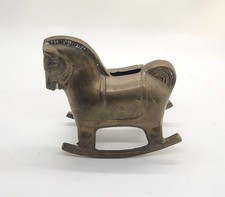 Vintage Bronze Rocking Horse Piggy Coin Bank picture