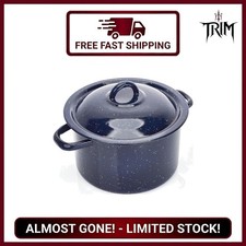 Elegant 6 Qt Blue Enamel Stock Pot with Lid - Perfect for Soups and Stews picture