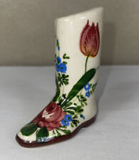 VTG Porcelain Pottery Boot Hand Painted Floral Italy Mini Vase 4