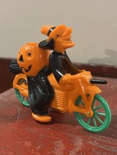 Vtg Rosbro Hard Plastic Halloween Witch Riding Motorcycle candy container Toy picture