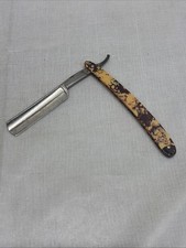 Antique Geneva Cutlery, NY Seneca Straight Razor Yellow/Ox-Blood tortoise Handle picture