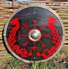 24 Inches Shield, Horse Warrior Shield Medieval Wooden Viking Round picture