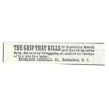 Excelsior Chemical Co Roach & Rat Grip Haddonfield NJ c1890 Victorian Ad AE9-CH3 picture