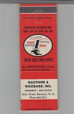 Matchbook Cover Insurance Gauthier & Woodard Agency Newport, NH picture