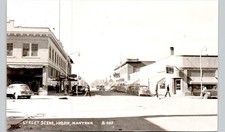 DOWNTOWN STREET hardin, mt c1930s postcard montana real photo rppc buildings car picture
