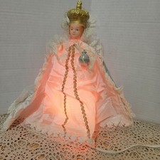 Vintage Infant Jesus Christ of Prague Electric Lamp Night Light Crown Orb Lace picture