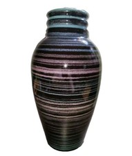 Harris Studio Pottery Vase Black Stripes Purple Blue Green Unmarked Retro USA  picture