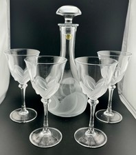 Set 4 Cristal Darques JG Durand Florence Frosted Wine Glasses 7 3/8