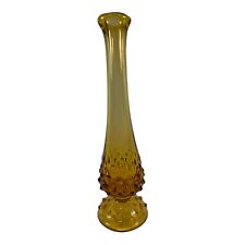 Vitnage Fenton Amber Hobnail Glass One Yellow Flower Swung Vase picture