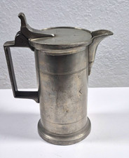 Antique 19thC French Pewter Wine Measure Flagon Pitcher Rogerol Douai Stamp 1L picture
