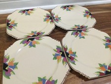 4 salad plates Art Deco 20’s SIENNA WARE The Crescent China Co. Octagonal IMPER picture