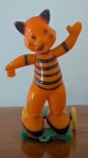 VTG Rosen Rosbro Halloween Plastic CAT  Candy Container Missing Front Wheels JOL picture